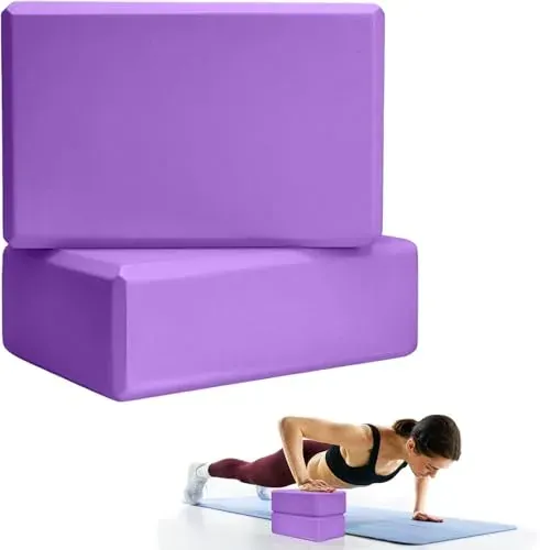 2 Bloques de Yoga, Espuma de Eva Antideslizante de Alta Densidad para Yoga, Pilates, Ejercicio, Entrenamiento, Fitness y Gimnasio(Morado) foto 4