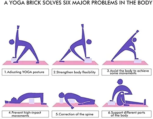 2 Bloques de Yoga, Espuma de Eva Antideslizante de Alta Densidad para Yoga, Pilates, Ejercicio, Entrenamiento, Fitness y Gimnasio(Morado) foto 6
