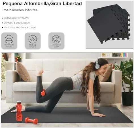 AIRHOP Juego de 18 alfombrillas para suelo de gimnasio, espuma EVA de alta densidad, antideslizantes y de alta amortiguación, ideales para yoga y fitness, perfecto para gimnasio en casa, 30x30 cm foto 3