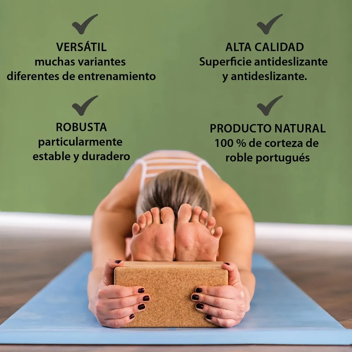 ALPIDEX Bloque de Corcho Juego de 2 Yoga Block Cork Ladrillo incl. libro electrónico con 100 ejercicios ecológico y sostenible corcho de Portugal foto 4