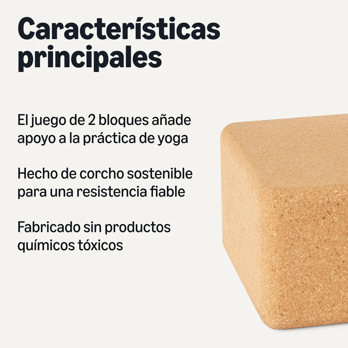 Amazon Basics Bloque de Corcho Natural para Yoga, 23 x 15 x 8cm, Paquete de 2 foto 1