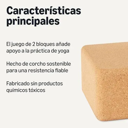 Amazon Basics Bloque de Corcho Natural para Yoga, 23 x 15 x 8cm, Paquete de 2 foto 7