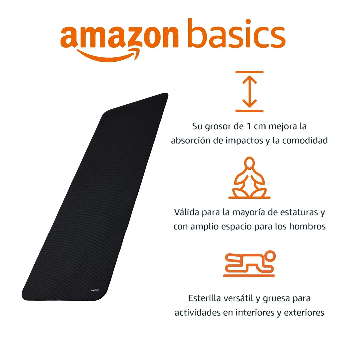 Amazon Basics Esterilla de yoga, antideslizante, extragruesa, colchoneta para ejercicios de pilates, 183 x 61 x 1 cm, Negro foto 1