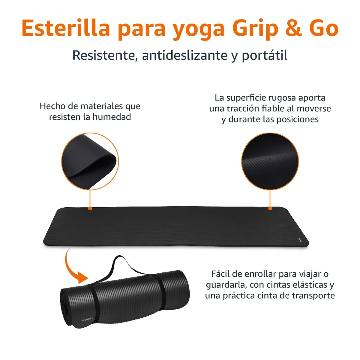 Amazon Basics Esterilla de yoga, antideslizante, extragruesa, colchoneta para ejercicios de pilates, 183 x 61 x 1 cm, Negro foto 2