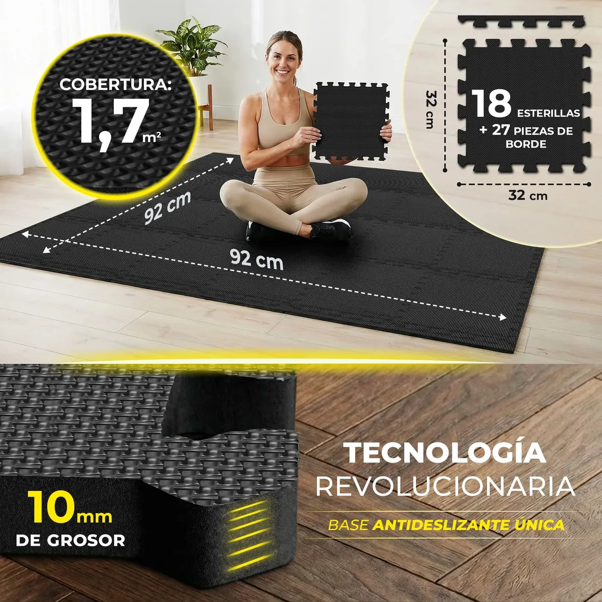 bemaxx Esterilla Fitness AntiSlipX - Alfombrilla Puzzle para Suelo Gimnasio foto 2