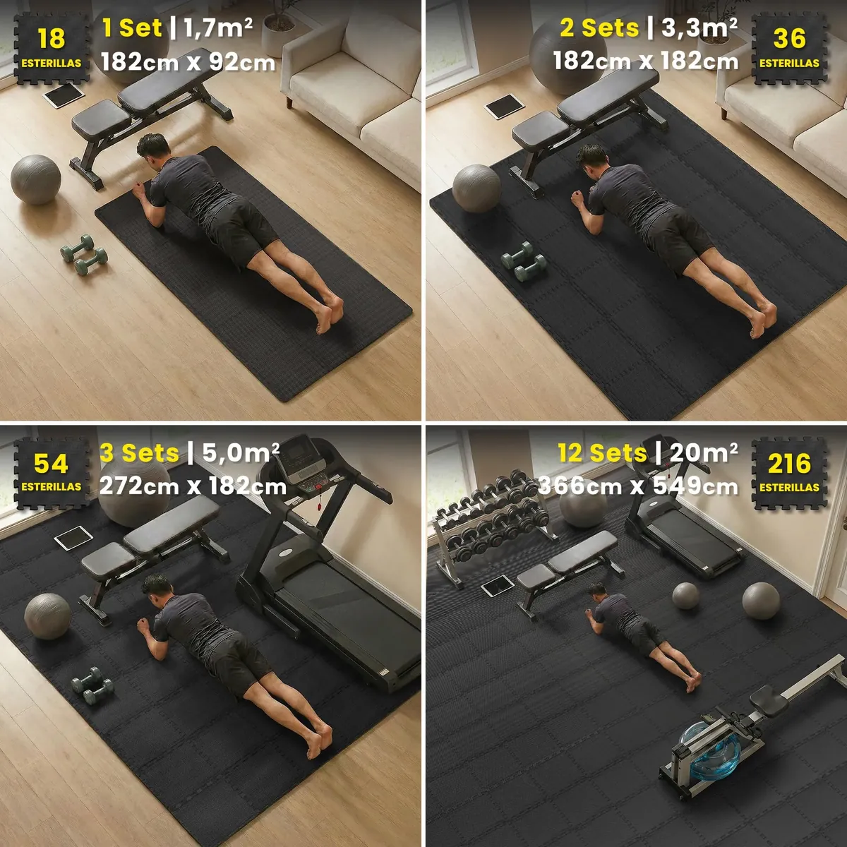 bemaxx Esterilla Fitness AntiSlipX - Alfombrilla Puzzle para Suelo Gimnasio foto 3