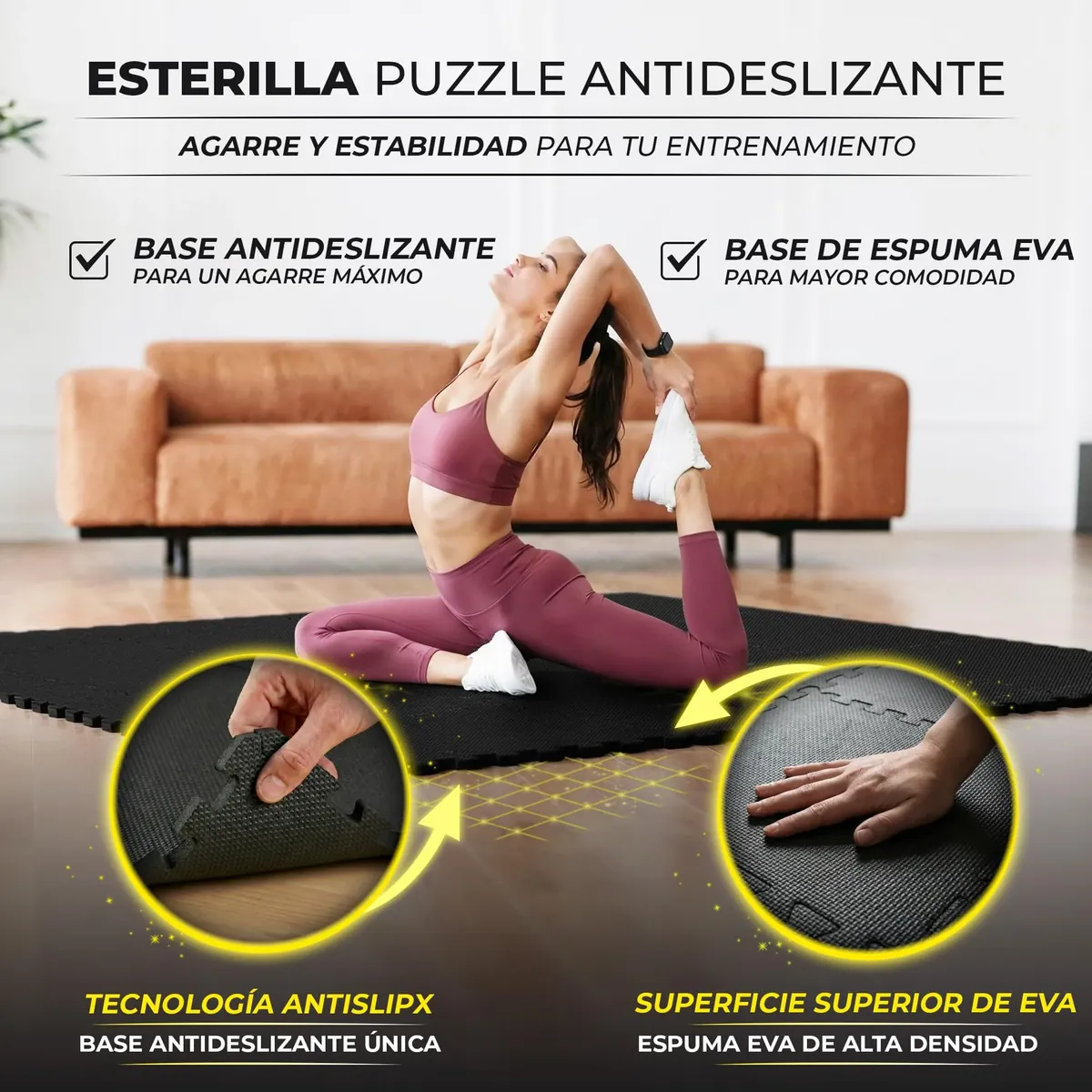 bemaxx Esterilla Fitness AntiSlipX - Alfombrilla Puzzle para Suelo Gimnasio foto 4