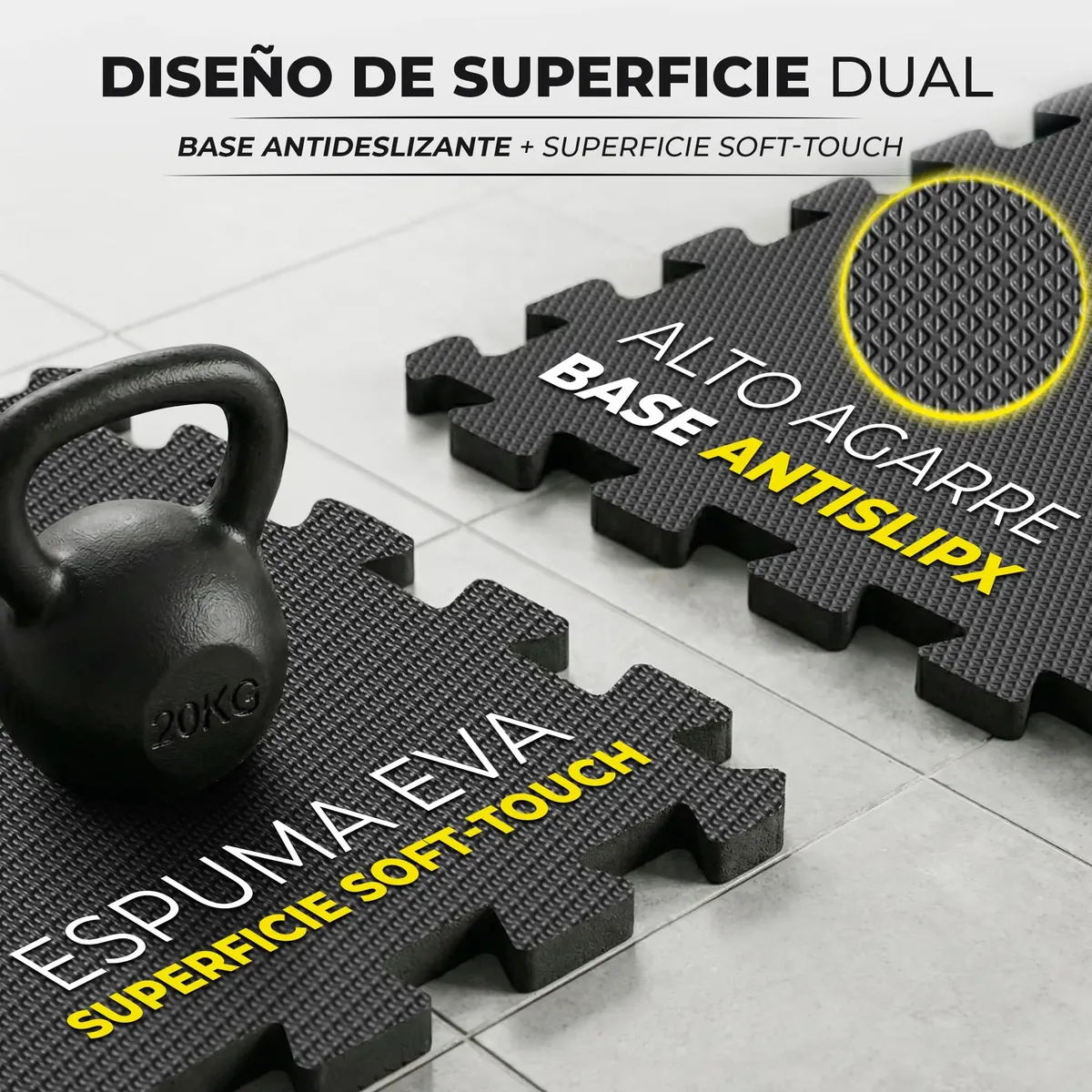 bemaxx Esterilla Fitness AntiSlipX - Alfombrilla Puzzle para Suelo Gimnasio foto 6