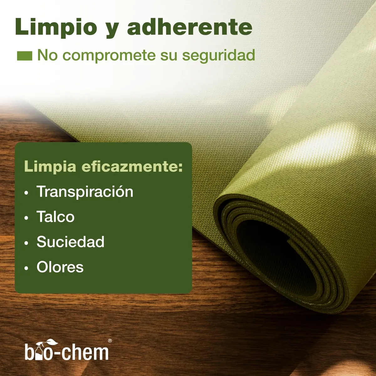 Bio-Chem - Producto para el cuidado de esterillas deportivas - Limpiador antiolor para colchoneta de yoga pilates fitness - Accesorios de limpieza para equipo deportivo foto 3