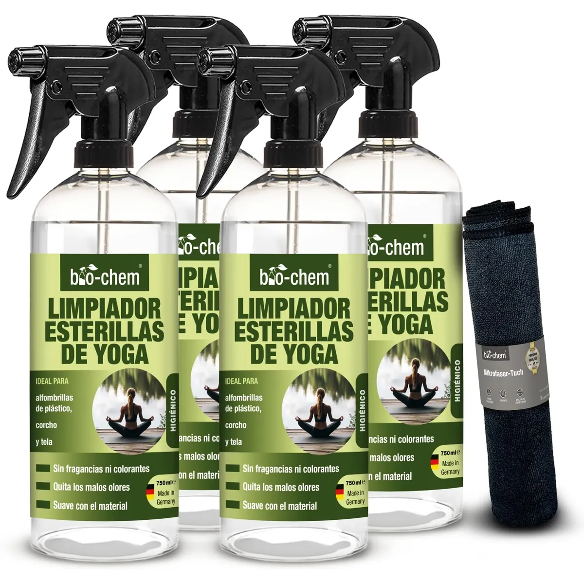 Bio-Chem - Producto para el cuidado de esterillas deportivas - Limpiador antiolor para colchoneta de yoga pilates fitness - Accesorios de limpieza para equipo deportivo foto 7