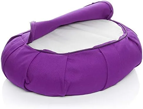 BODYMATE Cojín de Yoga Media Luna 42 cm largo 30 cm ancho 15 cm alto - Relleno de cáscaras de trigo sarraceno - Funda extragruesa y lavable en lavadora de algodón 100% - Cojín de meditación foto 4