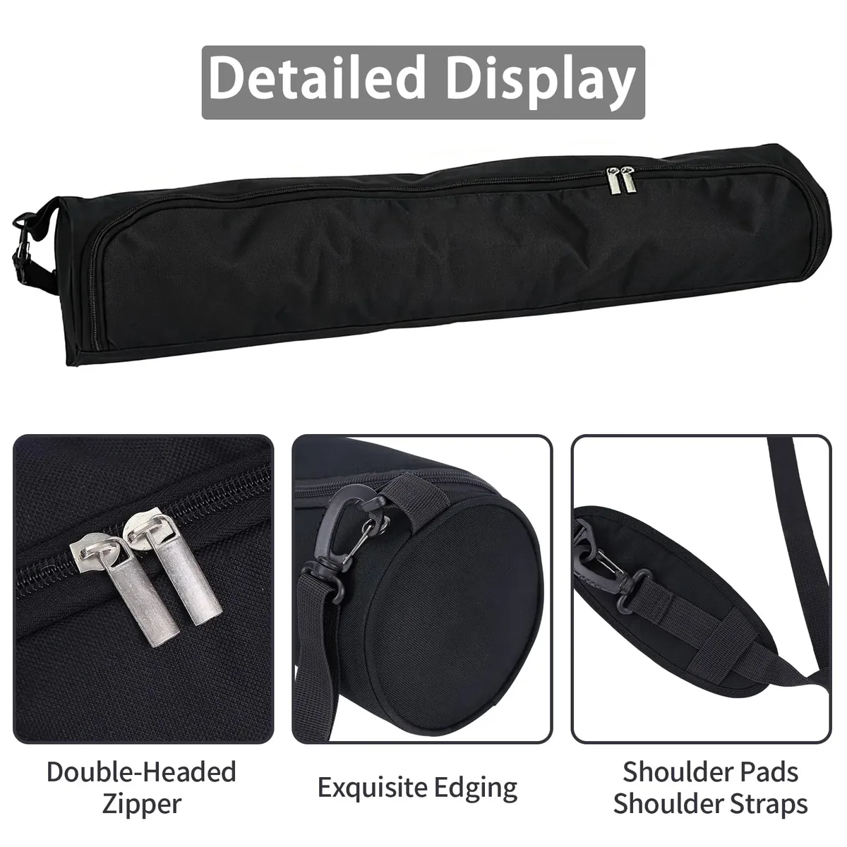 Bolsa para Esterilla de Yoga, Bolsa de Transporte para Esterilla de Yoga con Cremallera Completa y Correa Ajustable, Correa Impermeable para Bolsa de Transporte para Esterilla de Yoga (Negro) foto 3