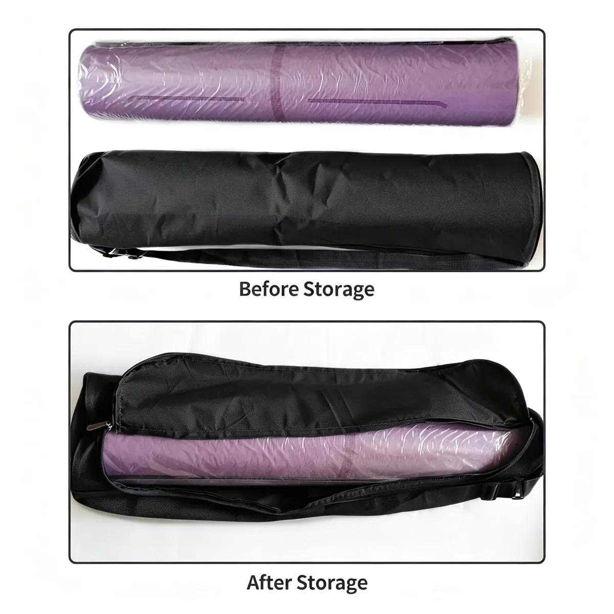 Bolsa para Esterilla de Yoga, Bolsa de Transporte para Esterilla de Yoga con Cremallera Completa y Correa Ajustable, Correa Impermeable para Bolsa de Transporte para Esterilla de Yoga (Negro) foto 5