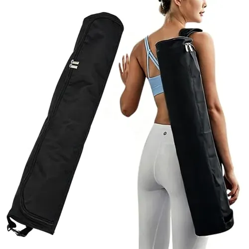 Bolsa para Esterilla de Yoga, Bolsa de Transporte para Esterilla de Yoga con Cremallera Completa y Correa Ajustable, Correa Impermeable para Bolsa de Transporte para Esterilla de Yoga (Negro) foto 7
