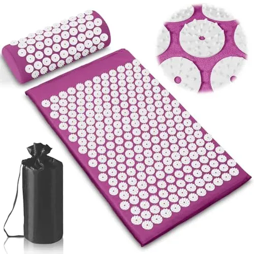 Cojín de Acupresión con Almohada, Almohadilla de Acupresión Mat de Masaje de Acupresión para Alivio del Dolor, Relajación Muscular, Meditación, Estimulación(Púrpura) foto 6