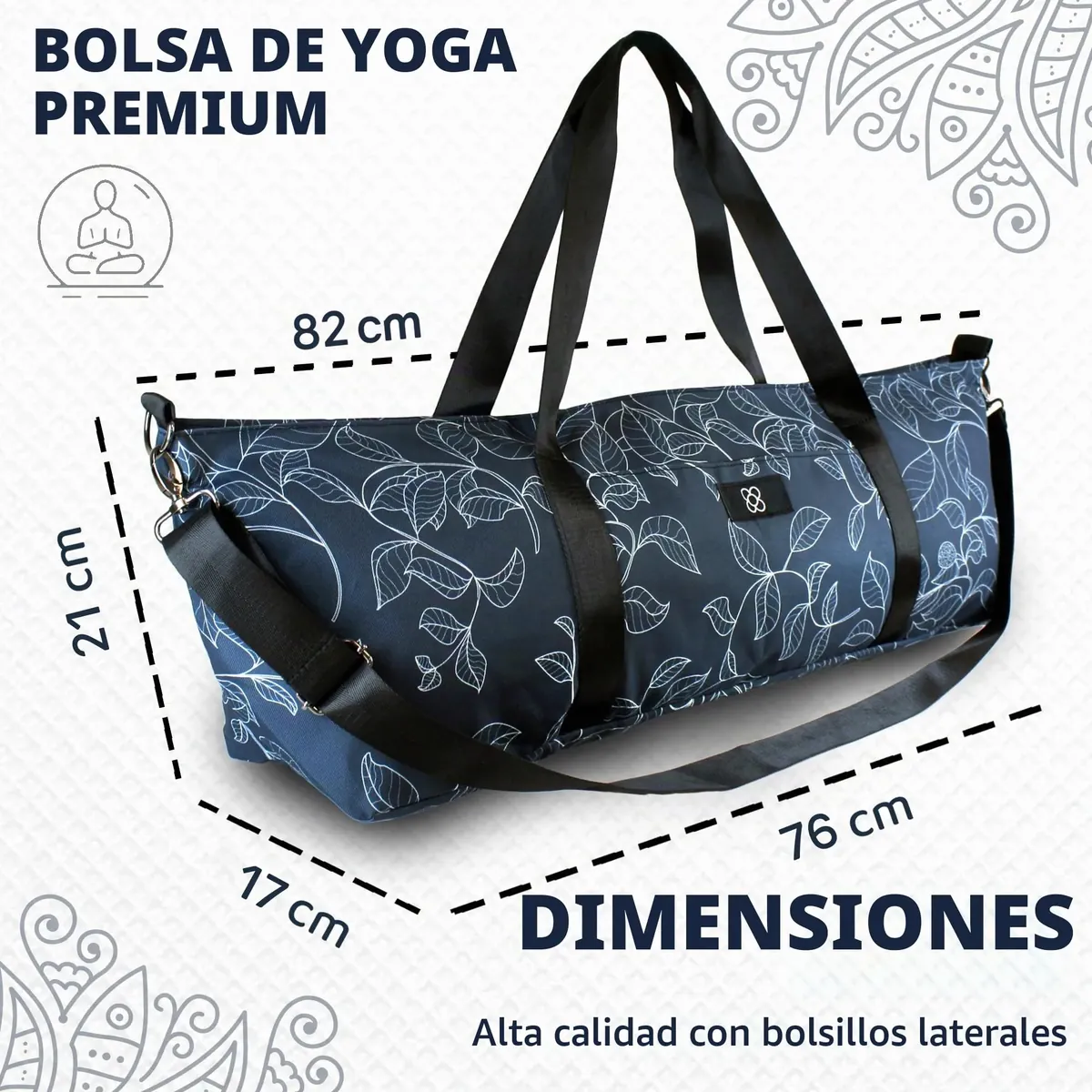 DOJA Barcelona Bolsa Esterilla Yoga Grande XXL - Color Estampado - Mochila Yoga de Diseño Resistente - Espaciosa con Bolsillos Integrados - Asas y Correa De Hombro - Bolsa Pilates Transporte Comodo foto 5