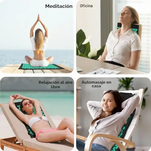 Earnmore Juego de acupresión con cojín para relajación y masaje, alivia el dolor de espalda, dolores de cabeza y cuello, estimula los puntos de energía en el cuerpo foto 5