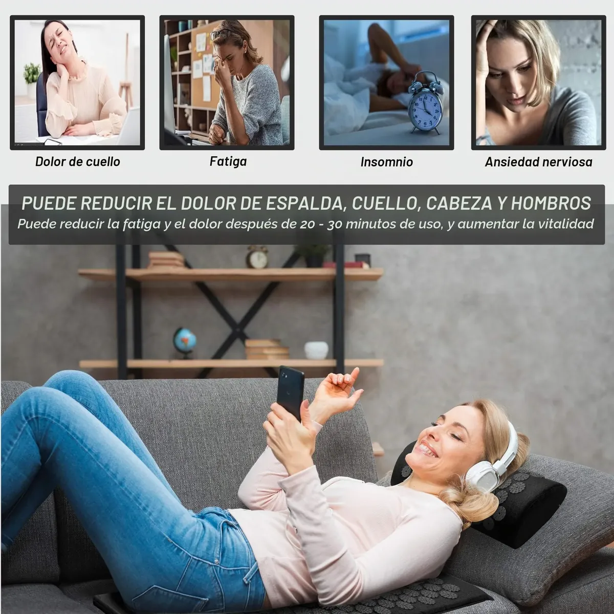 Esterilla Acupresión Kit | Esterilla de Masaje | Alfombra Acupresion con Almohada | Negro foto 5