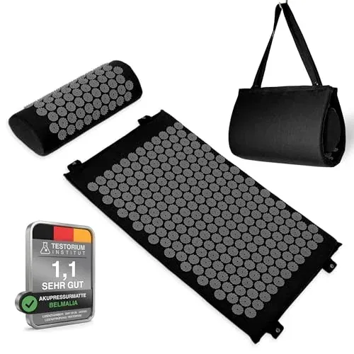 Esterilla Acupresión Kit | Esterilla de Masaje | Alfombra Acupresion con Almohada | Negro foto 7