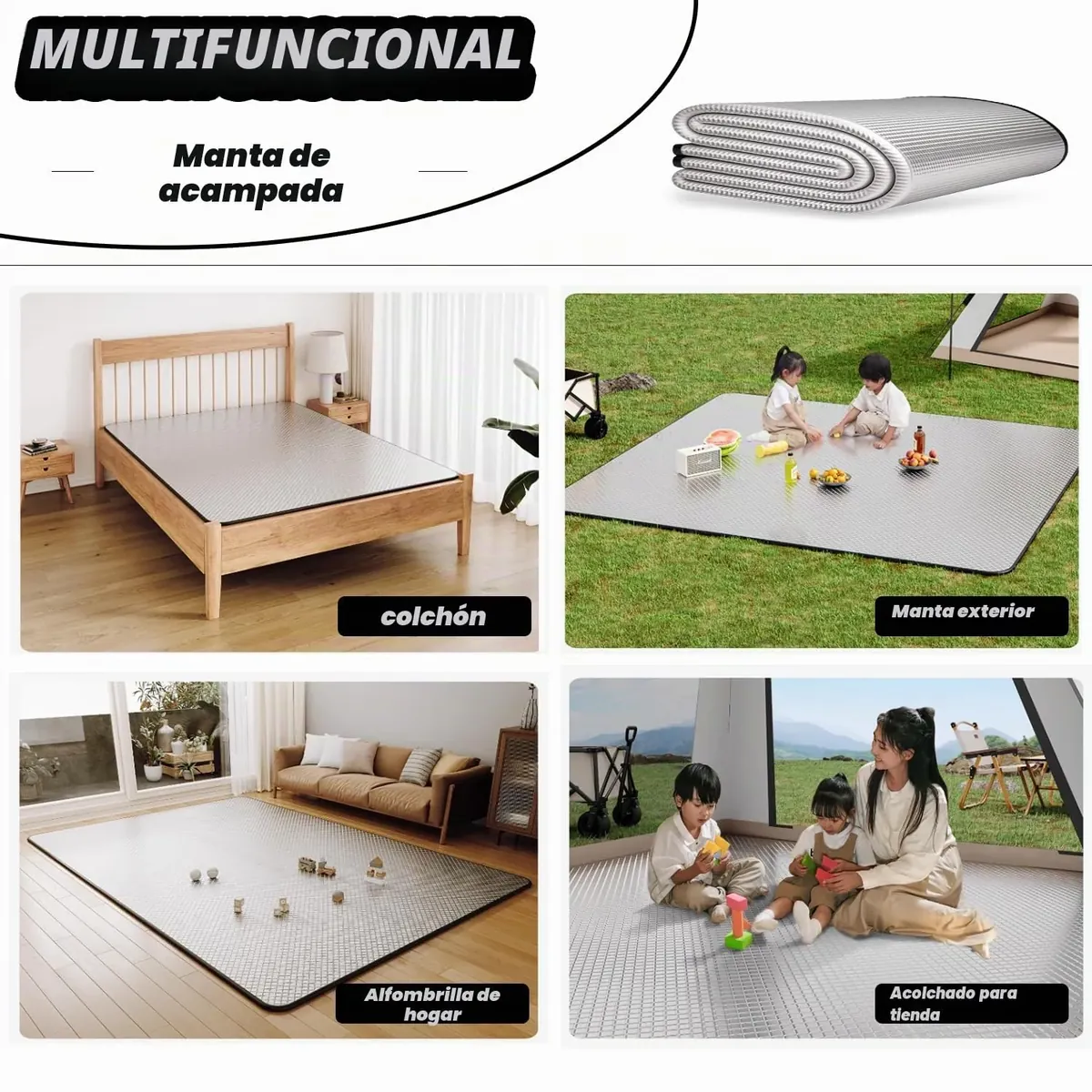 Esterilla Aislante De Aluminio Esterilla Camping 100 x 200 cm Esterilla Aislante De Aluminio Estera De Camping Térmica Aislante,para Exteriores para Camping, Alfombra foto 4