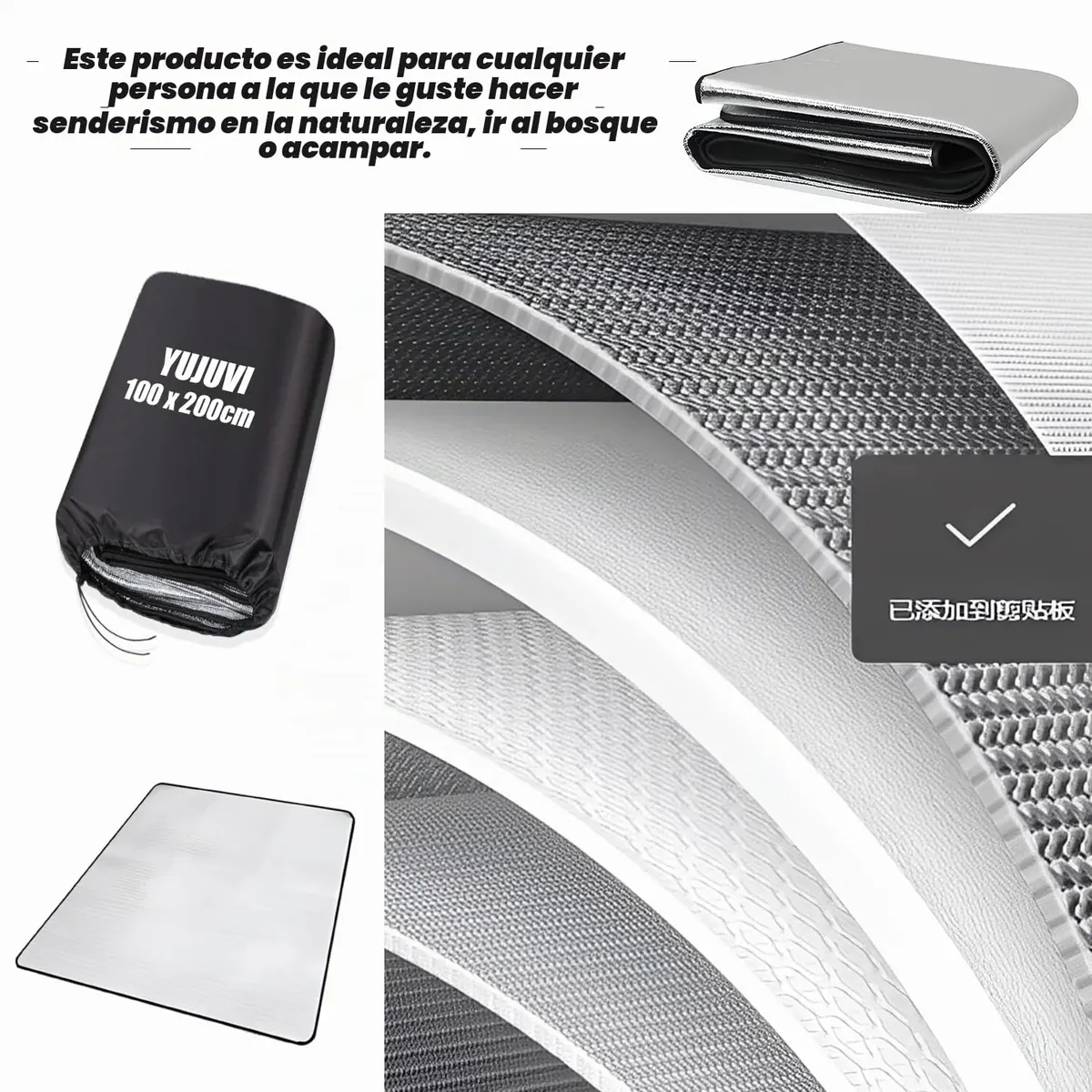 Esterilla Aislante De Aluminio Esterilla Camping 100 x 200 cm Esterilla Aislante De Aluminio Estera De Camping Térmica Aislante,para Exteriores para Camping, Alfombra foto 6
