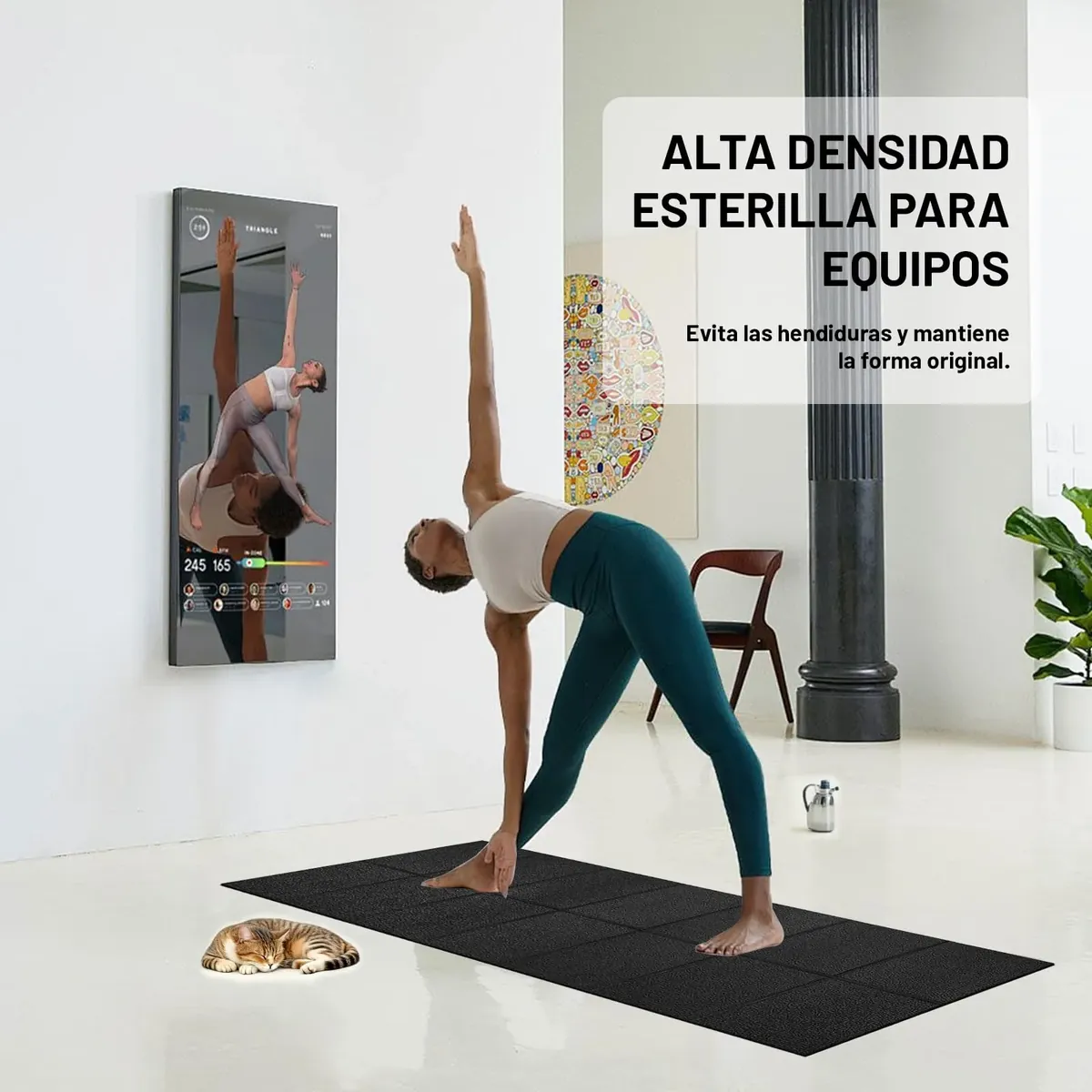 Esterilla de protección para Equipo de Ejercicio, Estera Fitness plegable 200*90cm, Suelo para gimnasio en casa 6mm para bicicletas estáticas, cinta de correr, Resistente Alfombrilla Protect foto 4