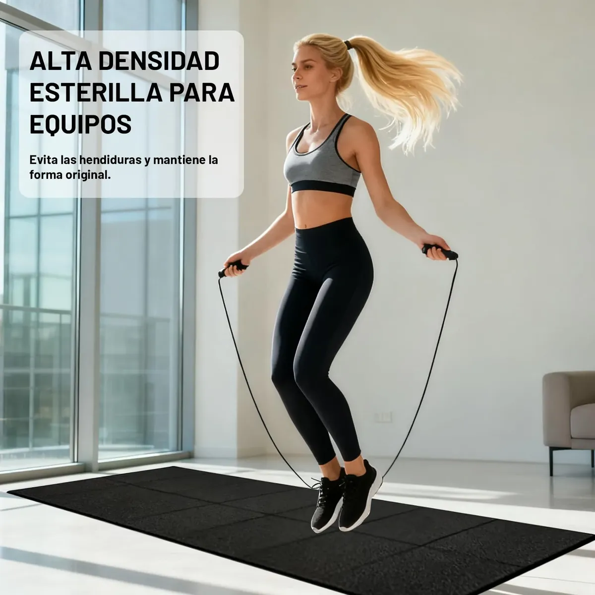 Esterilla de protección para Equipo de Ejercicio, Estera Fitness plegable 200*90cm, Suelo para gimnasio en casa 6mm para bicicletas estáticas, cinta de correr, Resistente Alfombrilla Protect foto 5