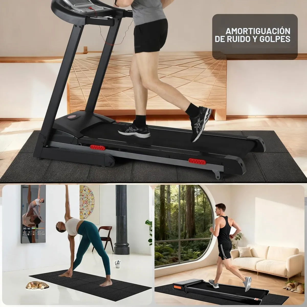 Esterilla de protección para Equipo de Ejercicio, Estera Fitness plegable 200*90cm, Suelo para gimnasio en casa 6mm para bicicletas estáticas, cinta de correr, Resistente Alfombrilla Protect foto 7