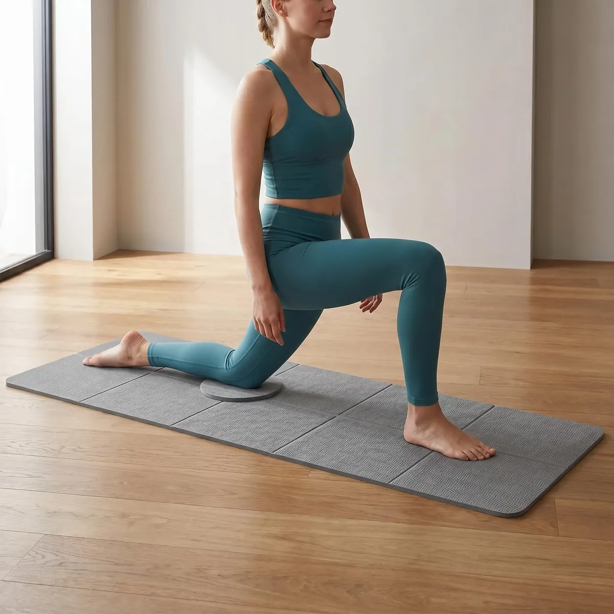 Esterilla de yoga plegable TPE - Esterilla de yoga de 183 x 61 cm, 5 mm + 2 cojines para rodillas de 18 x 18 cm, antideslizante, resistente al desgaste, protección para rodillas, codos, muñecas foto 4