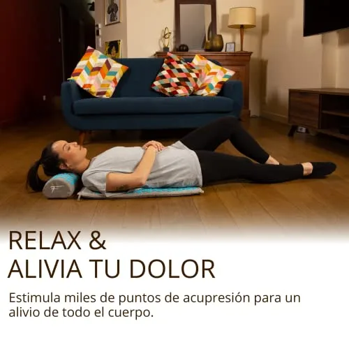 Fitem - Kit de acupresión – Alfombrilla, cojín, bolsa y bola de masaje – Alivia dolores de espalda y cuello – Relajación muscular (azul-turquesa) foto 4