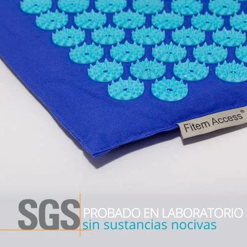 Fitem - Kit de acupresión – Alfombrilla, cojín, bolsa y bola de masaje – Alivia dolores de espalda y cuello – Relajación muscular (azul-turquesa) foto 6