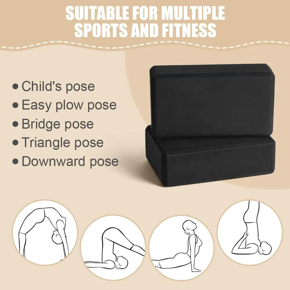 Flintronic 2 Bloques de Yoga, Espuma de Eva Antideslizante de Alta Densidad, Firme y Ligero, Soporte de Yoga Resistente para Yoga, Pilates, Ejercicio, Entrenamiento, Fitness y Gimnasio foto 5