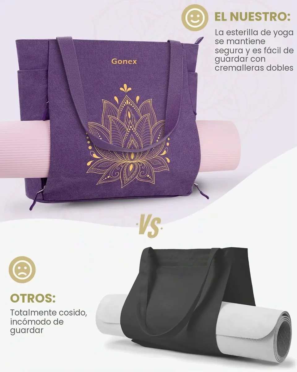 Gonex Bolsa Esterilla Yoga para Mujer de Lona, Bolsa de Gimnasio Pilates foto 1