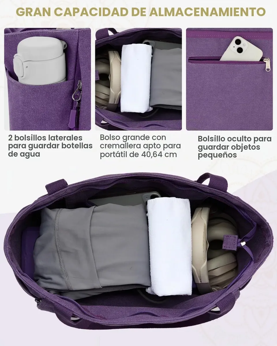 Gonex Bolsa Esterilla Yoga para Mujer de Lona, Bolsa de Gimnasio Pilates foto 2