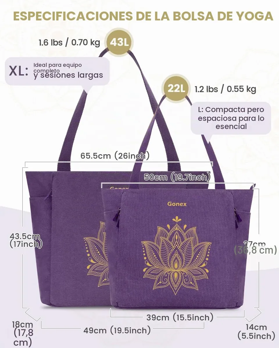 Gonex Bolsa Esterilla Yoga para Mujer de Lona, Bolsa de Gimnasio Pilates foto 4