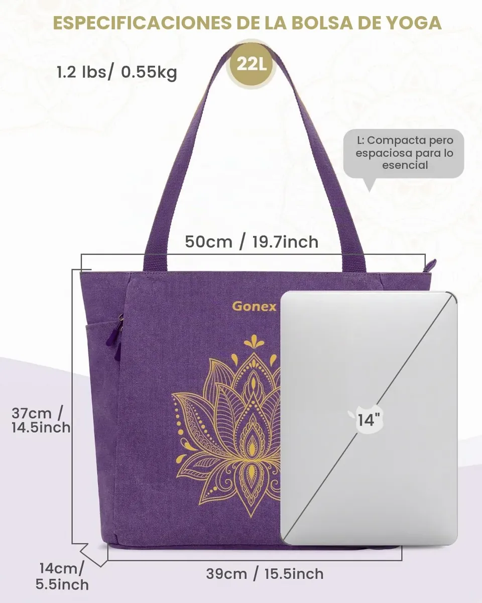 Gonex Bolsa Esterilla Yoga para Mujer de Lona, Bolsa de Gimnasio Pilates foto 5