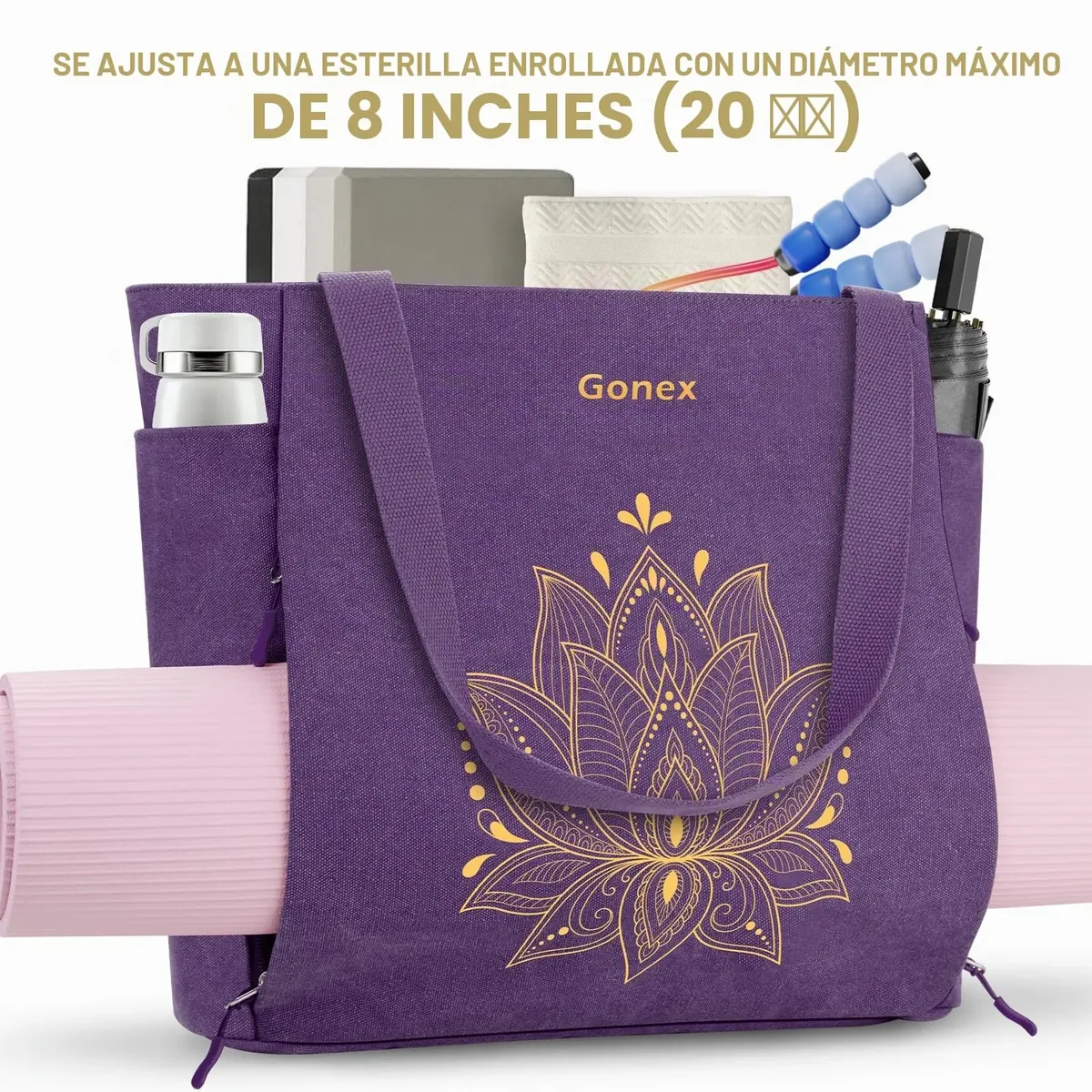 Gonex Bolsa Esterilla Yoga para Mujer de Lona, Bolsa de Gimnasio Pilates foto 7