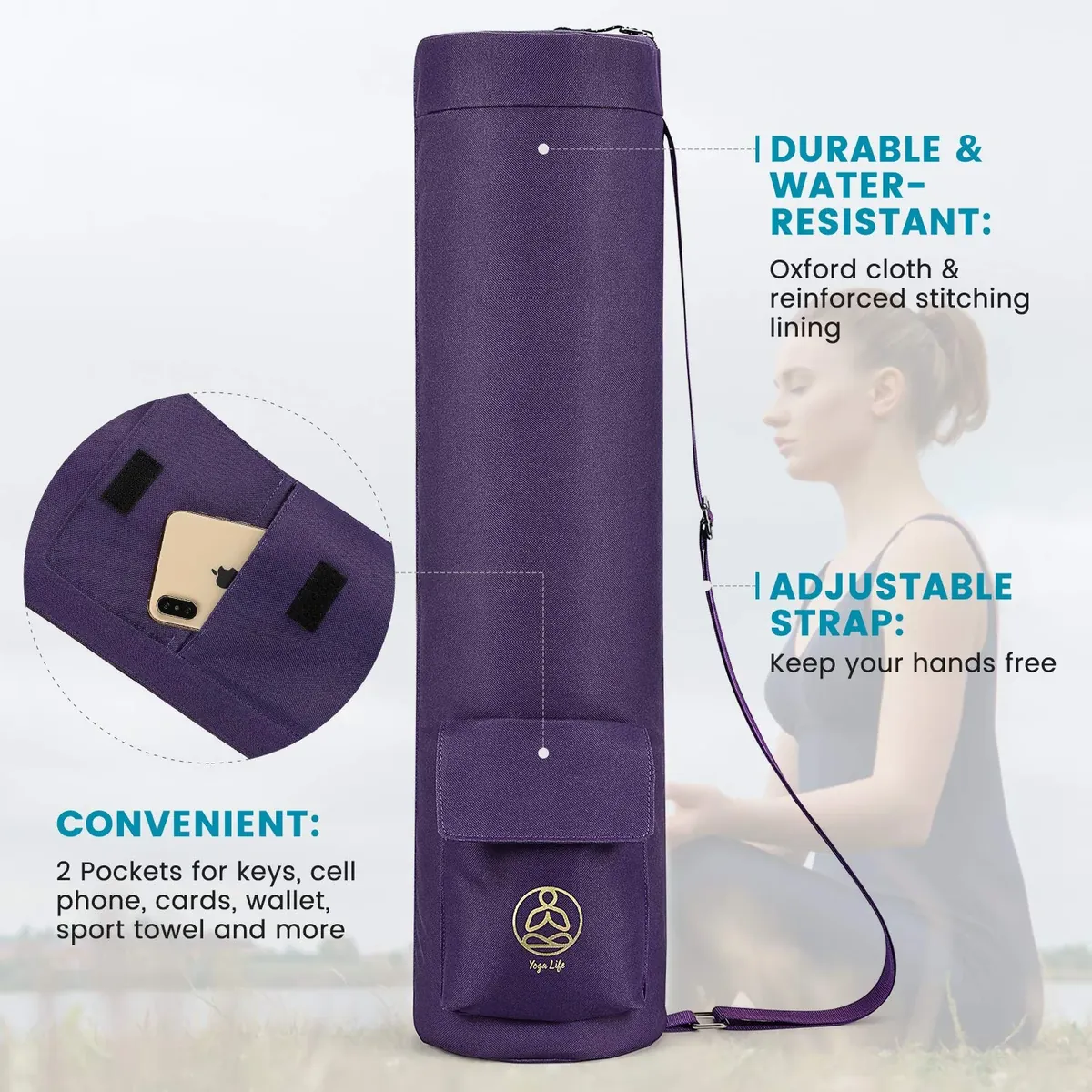 Gonex Bolsa para Esterilla de Yoga con Cremallera Completa, 72 × 18 cm foto 1