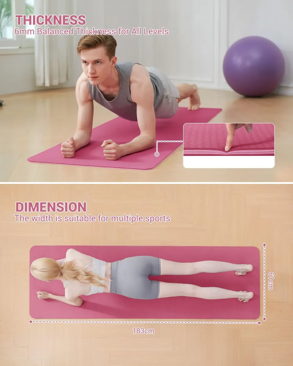 Good Nite Esterilla de yoga para ejercicio, fitness, extra gruesa, antideslizante, para deportes, pilates, gimnasio, resistencia con correa de transporte, 183 x 61 x 0,6 cm foto 1