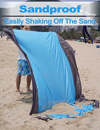Henrycares Alfombra de Playa 250 x 200cm Grande, Mantas de Playa Antiarena Impermeable Esterilla Playa, Playa Accesorios con 4 Clavos de Fijación, Ideal para Viajes al Aire Libre (Azul) foto 4