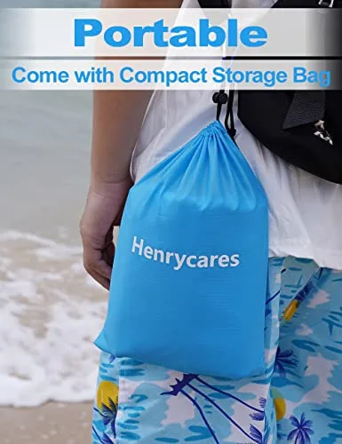 Henrycares Alfombra de Playa 250 x 200cm Grande, Mantas de Playa Antiarena Impermeable Esterilla Playa, Playa Accesorios con 4 Clavos de Fijación, Ideal para Viajes al Aire Libre (Azul) foto 6