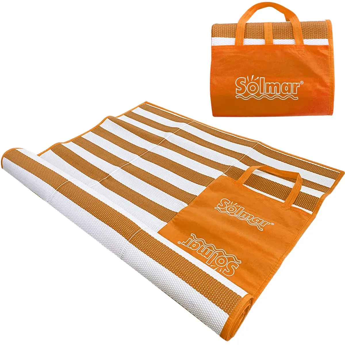 Ichigo Ichie Esterilla de Plastico para la Playa, Alfombra de Playa de 180 x 90 cm, Manta de Picnic con Asa de Transporte y Compartimento, Playa, Piscina y Jardin (Rojo) foto 4