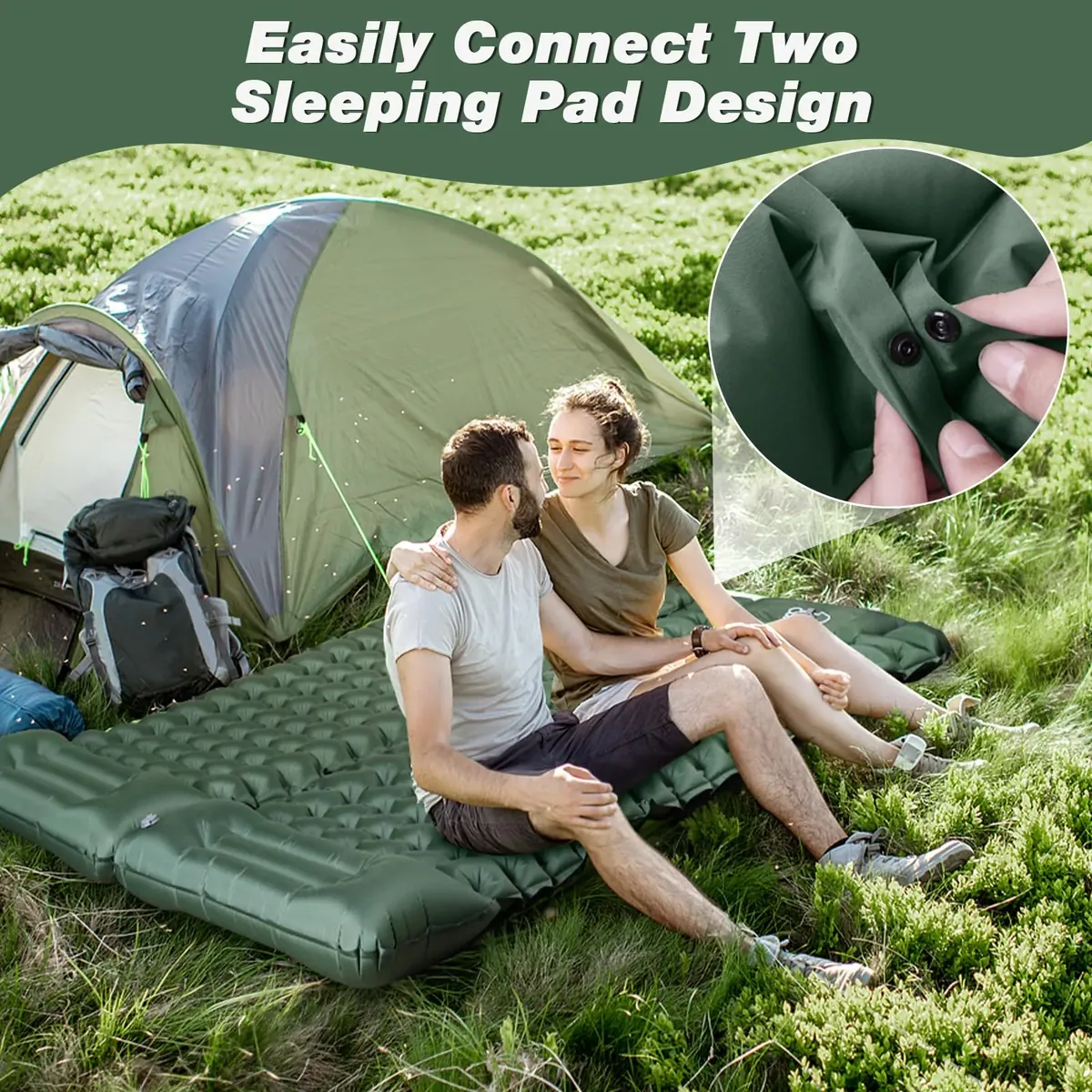 JATEKA Esterilla Camping Inflable, Colchoneta Camping Autoinflable Individual con Bomba de Pie, Esterilla Hinchable con Almohada, Colchón de Aire Ultraligero y Compacto para Camp Viaje Playa foto 4