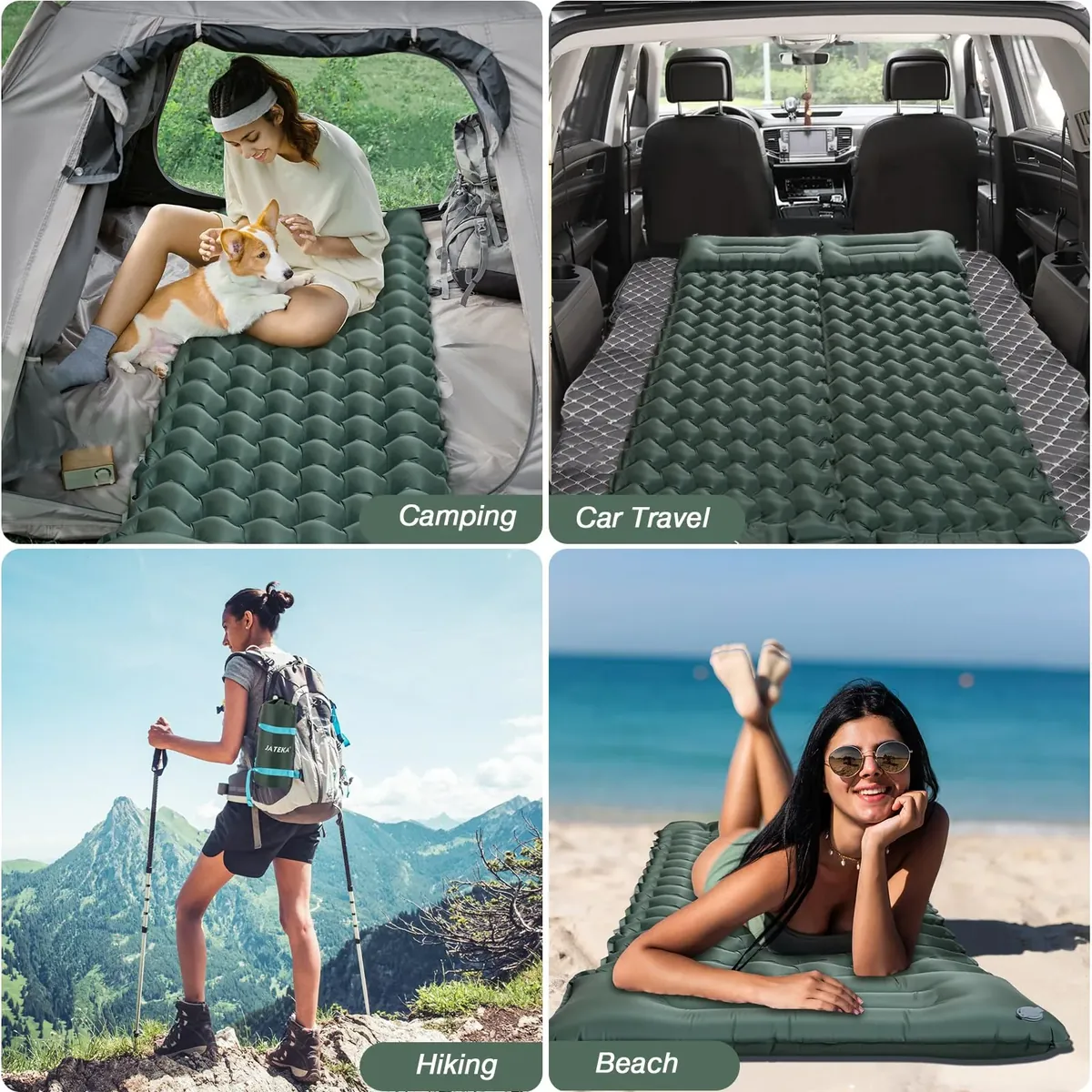 JATEKA Esterilla Camping Inflable, Colchoneta Camping Autoinflable Individual con Bomba de Pie, Esterilla Hinchable con Almohada, Colchón de Aire Ultraligero y Compacto para Camp Viaje Playa foto 7