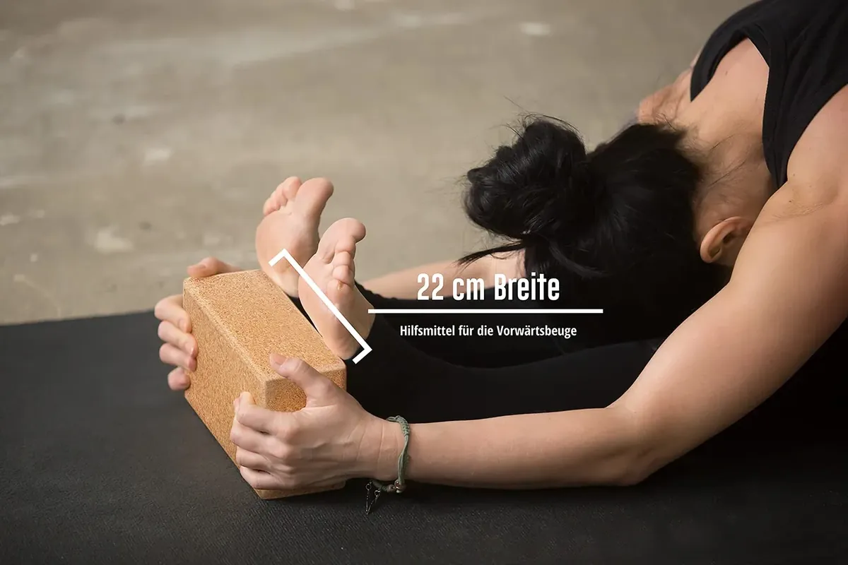 Juego de 2 bloques de yoga de corcho 100% natural – Hatha Klotz también para principiantes, meditación y pilates, accesorios de fitness, ayuda para regeneración, espalda, estiramientos y bloqueos, dos foto 3