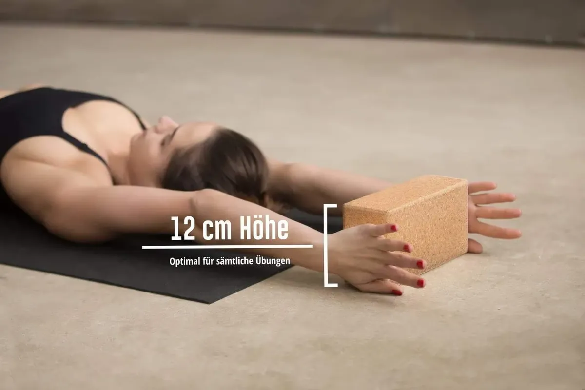 Juego de 2 bloques de yoga de corcho 100% natural – Hatha Klotz también para principiantes, meditación y pilates, accesorios de fitness, ayuda para regeneración, espalda, estiramientos y bloqueos, dos foto 4