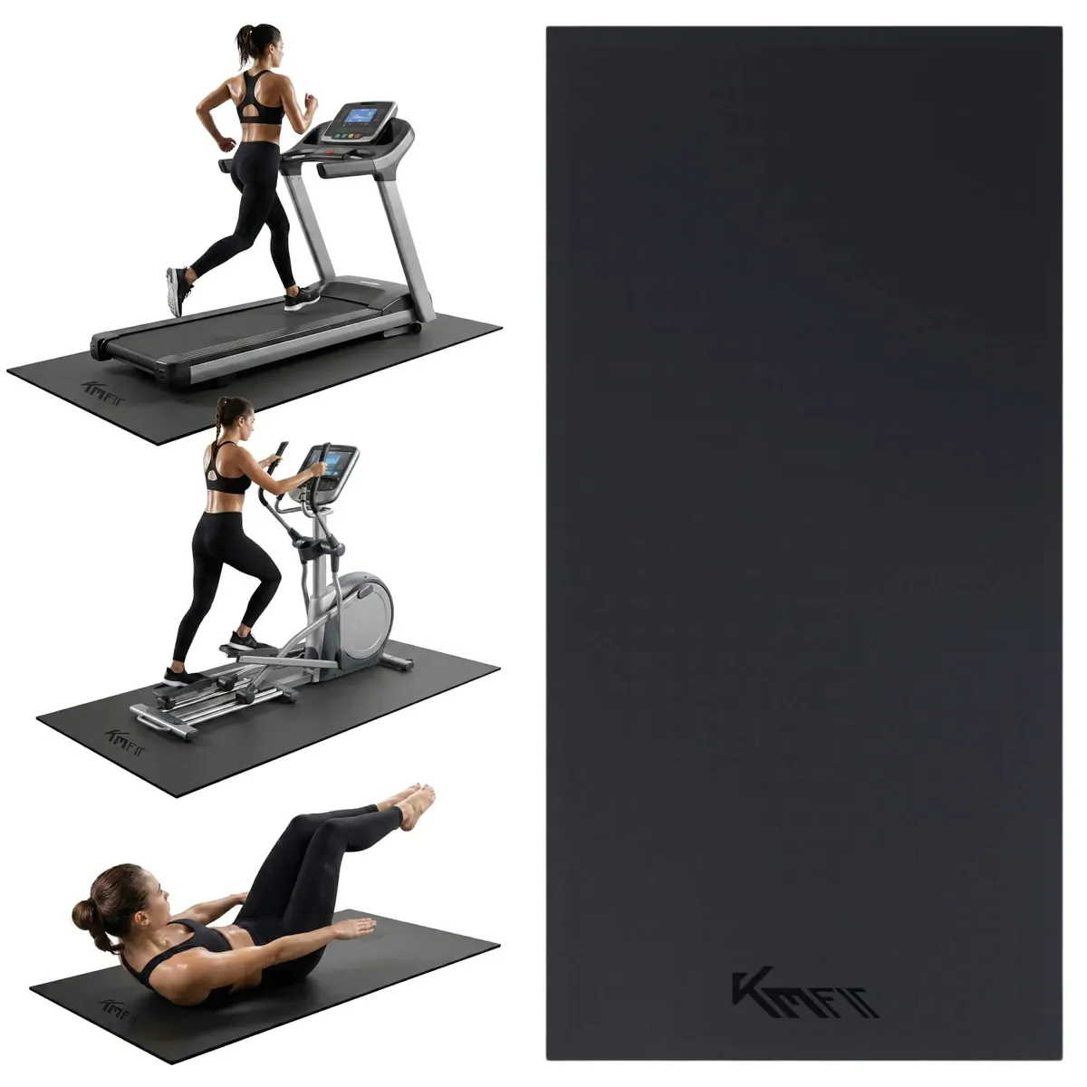 KM-Fit Esterilla Protectora Fitness | Alfombrilla Antideslizante para Aparatos de Gimnasio | Aislante Acústico y Antivibraciones | Yoga, Pilates y Ejercicio | 4 Tamaños Disponibles foto 1