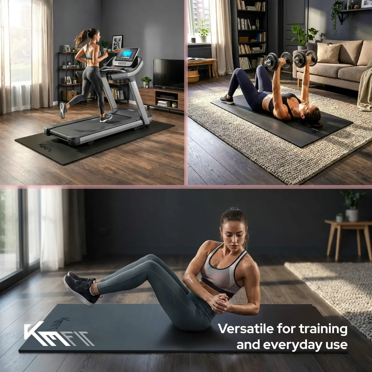 KM-Fit Esterilla Protectora Fitness | Alfombrilla Antideslizante para Aparatos de Gimnasio | Aislante Acústico y Antivibraciones | Yoga, Pilates y Ejercicio | 4 Tamaños Disponibles foto 6