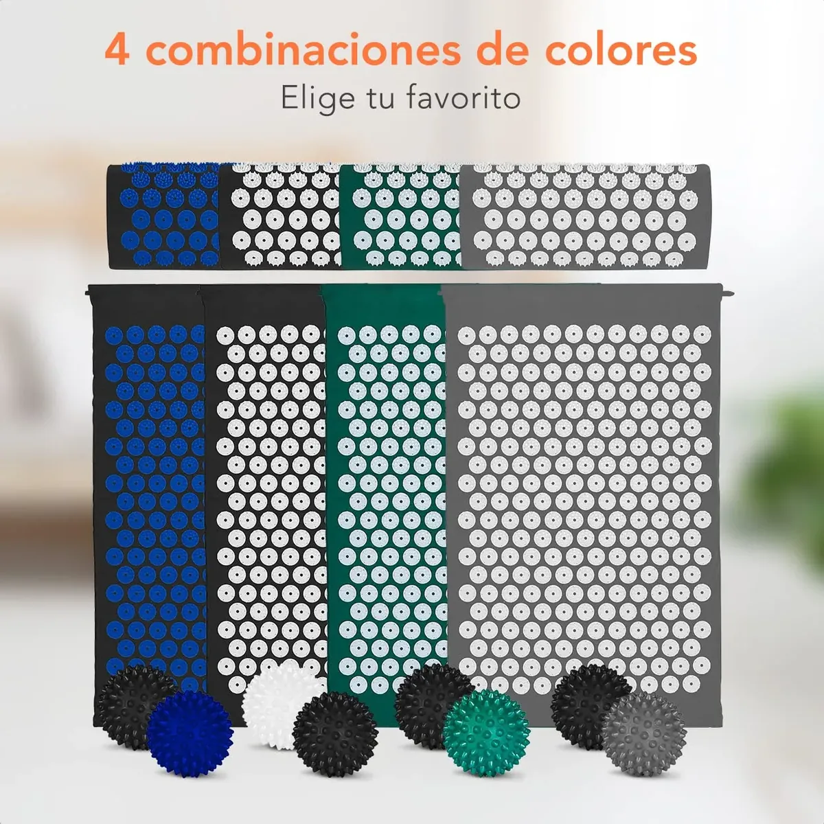 LifeGood Esterilla Acupresion - Eco - Con Cojín, Bolas de Masaje y Bolsa - Almohada - Colchoneta de Acupuntura Relajación y Alivio del Dolor - Flor de Loto - Bianco & Verde foto 7