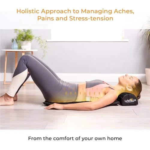 LyfeFocus Juego de alfombrilla de acupresión y almohada con bolsa de viaje, alfombrilla de masaje de acupuntura acolchada para aliviar el dolor de espalda, cuello y hombros, alivia la tensión muscular foto 2
